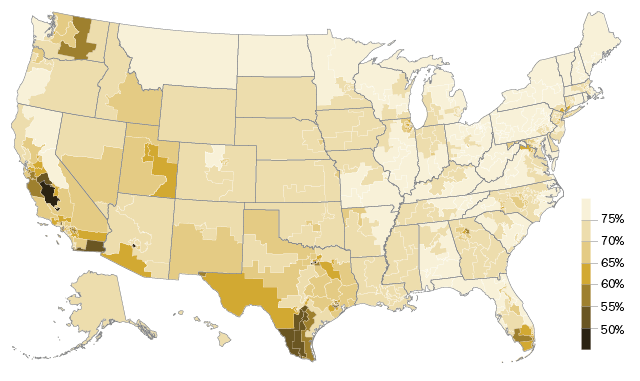 The fewest eligible voters of Texas and California