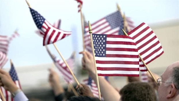 American flag during the election and voting event