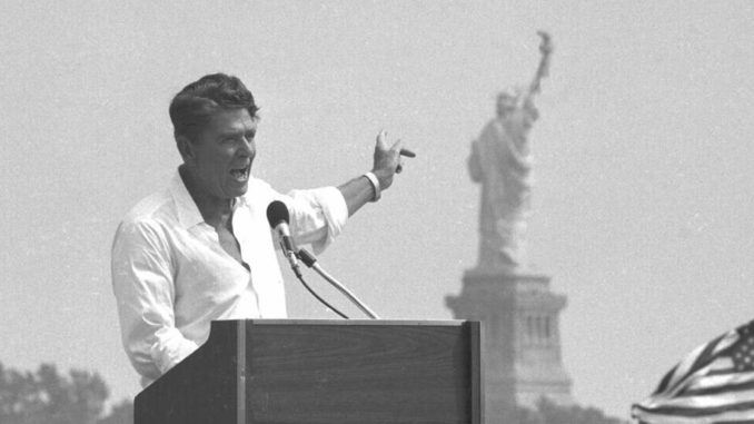 Reagan On His Speech Near Statue Of Liberty
