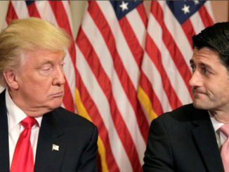 Donald Trump interacting with Paul Ryan