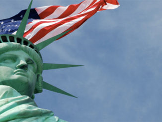 Statue Of Liberty With National Flag