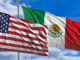 USA and Mexican Flag Flying in the same direction