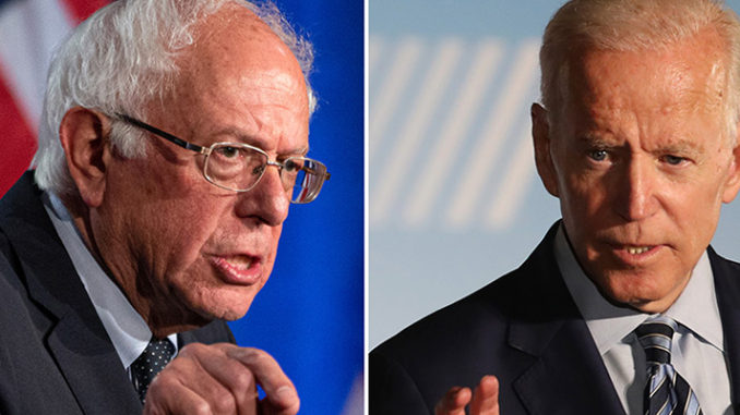 The picture of Joe Biden and Bernie Sanders