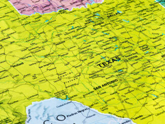 The map showing Texas , dallas and San Antonio