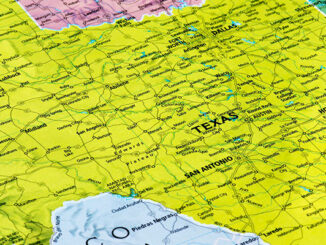 The map showing Texas , dallas and San Antonio