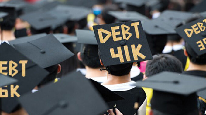 Student Debt protest by graduation students