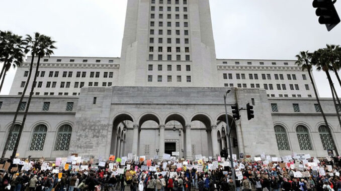 LA City hall People Near The Latino City Hall