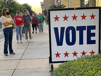 People In Lane Waiting To Vote