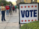 People In Lane Waiting To Vote