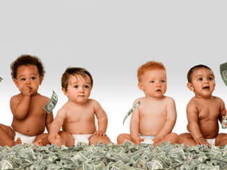 The picture saying cash is king with little babies